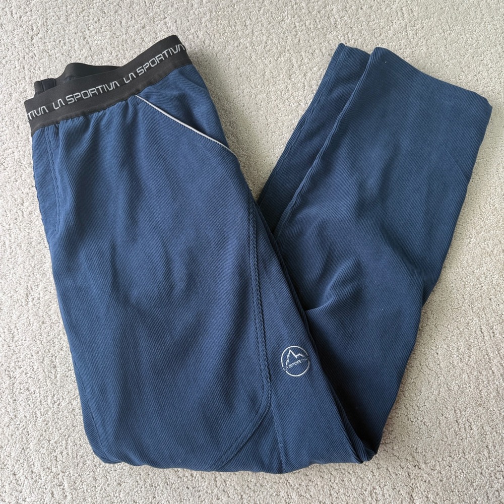 La Sportiva Solo Pant M Men XL Blue Climbing Bouldering Corduroy Stretch Pockets